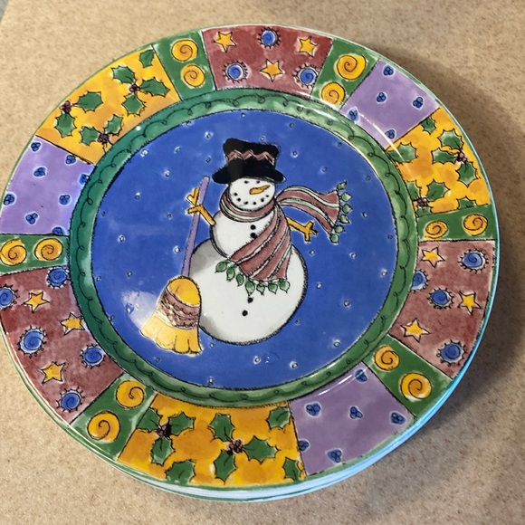 SANGO Sweet Shop Christmas Snowman salad plates set of 4. Like new7.75 inches - Picture 1 of 3